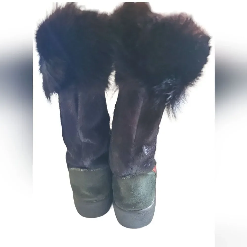Oscar Sport Taiga Black Fur‎ Calf Hair  Boots Size EU 37 6.5